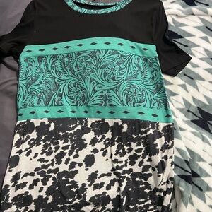 Crazy Train Black and Teal Graphic T-Shirt
